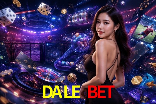 Una escena digital vívida inspirada en casino con DALE BET mostrado prominentemente, luces brillantes, fichas, cartas y acentos dorados.