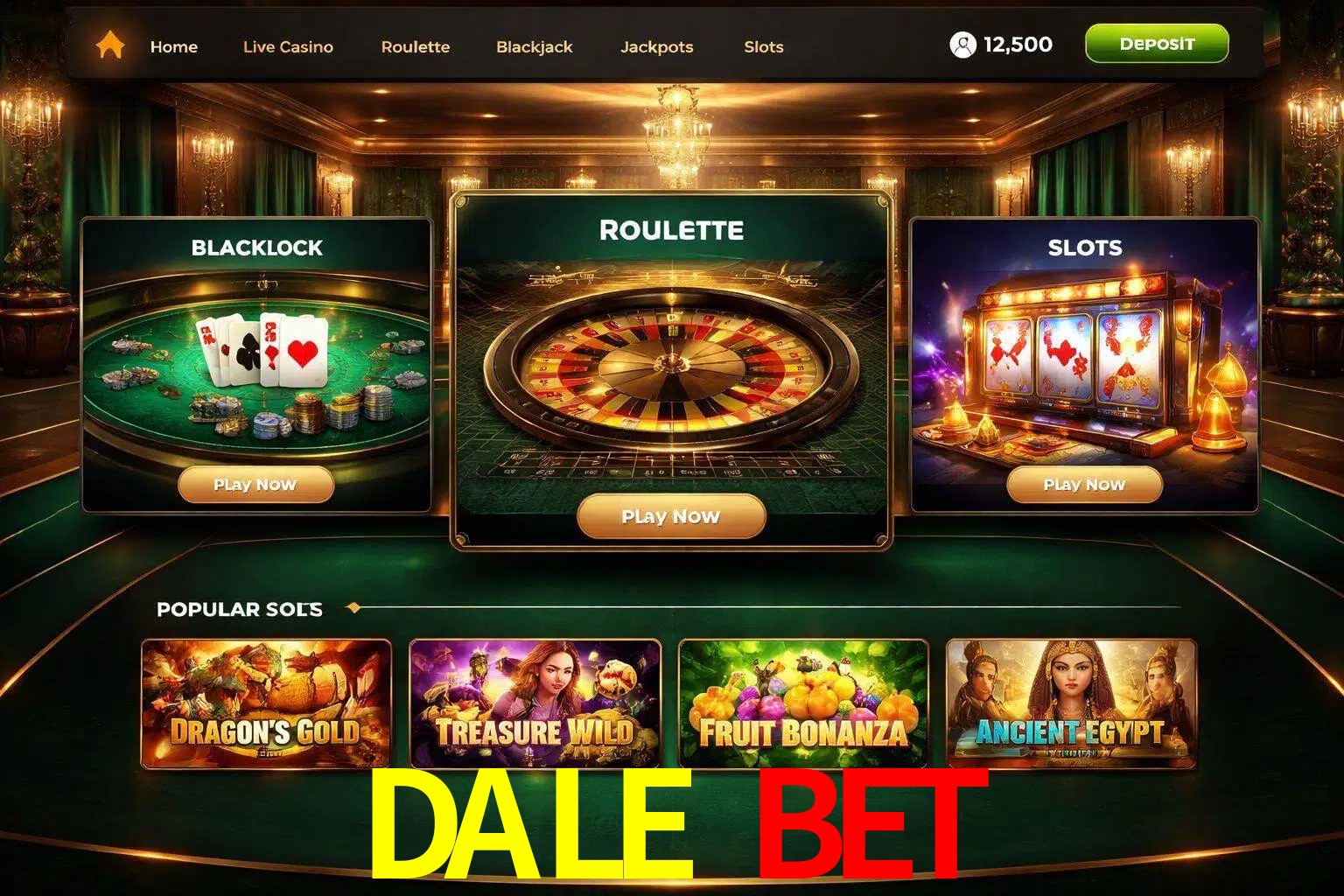Vista de la plataforma DALE BET Casino mostrando categorías organizadas de juegos en línea